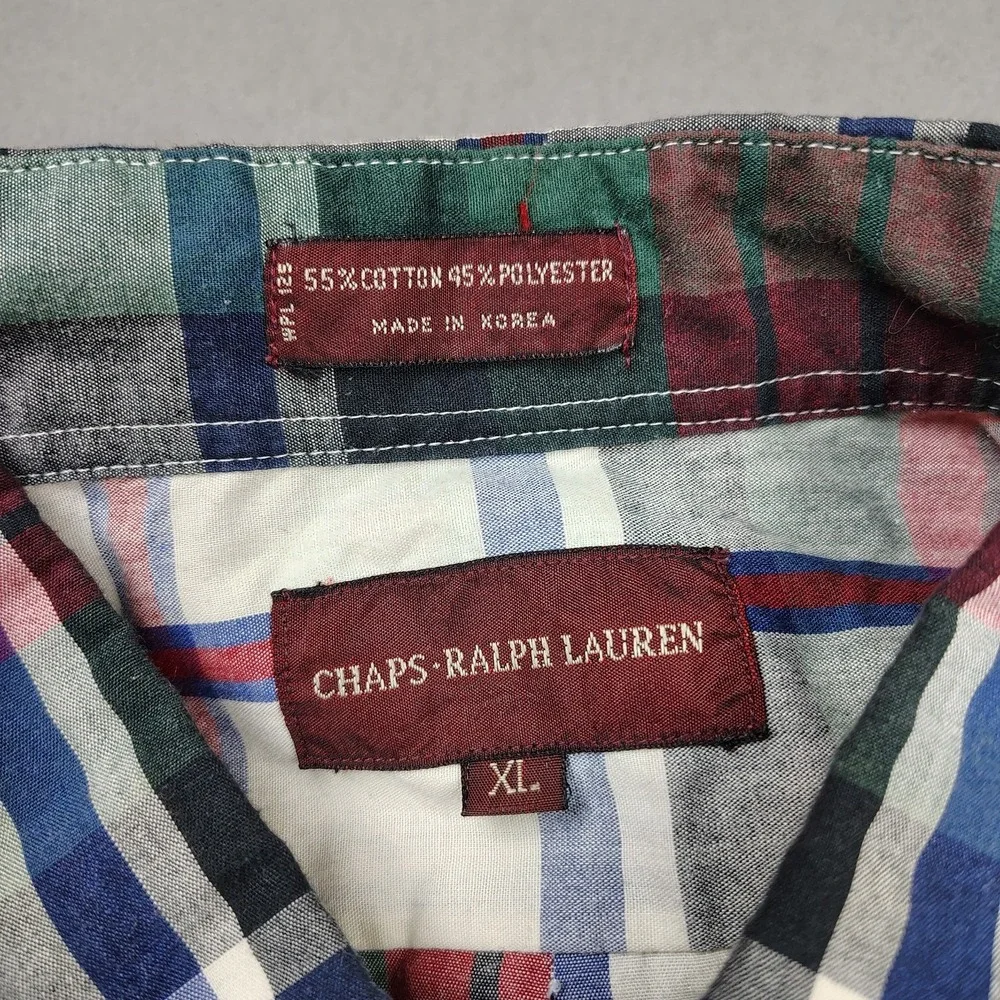 Vintage Ralph Lauren Button Down Shirt Men XL Plaid Long Sleeve Preppy Old Money